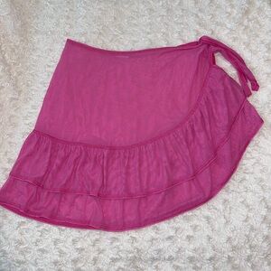 Y2K Girly Legally Blonde Barbie Bikini Coverup Ruffle Tie Skirt Sz M/L